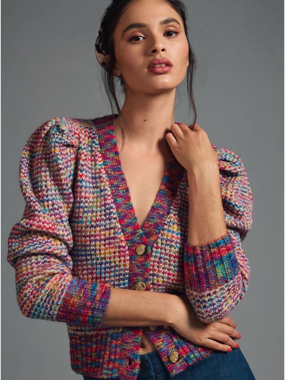 Anthropologie Design History Colorful Knit Cardigan